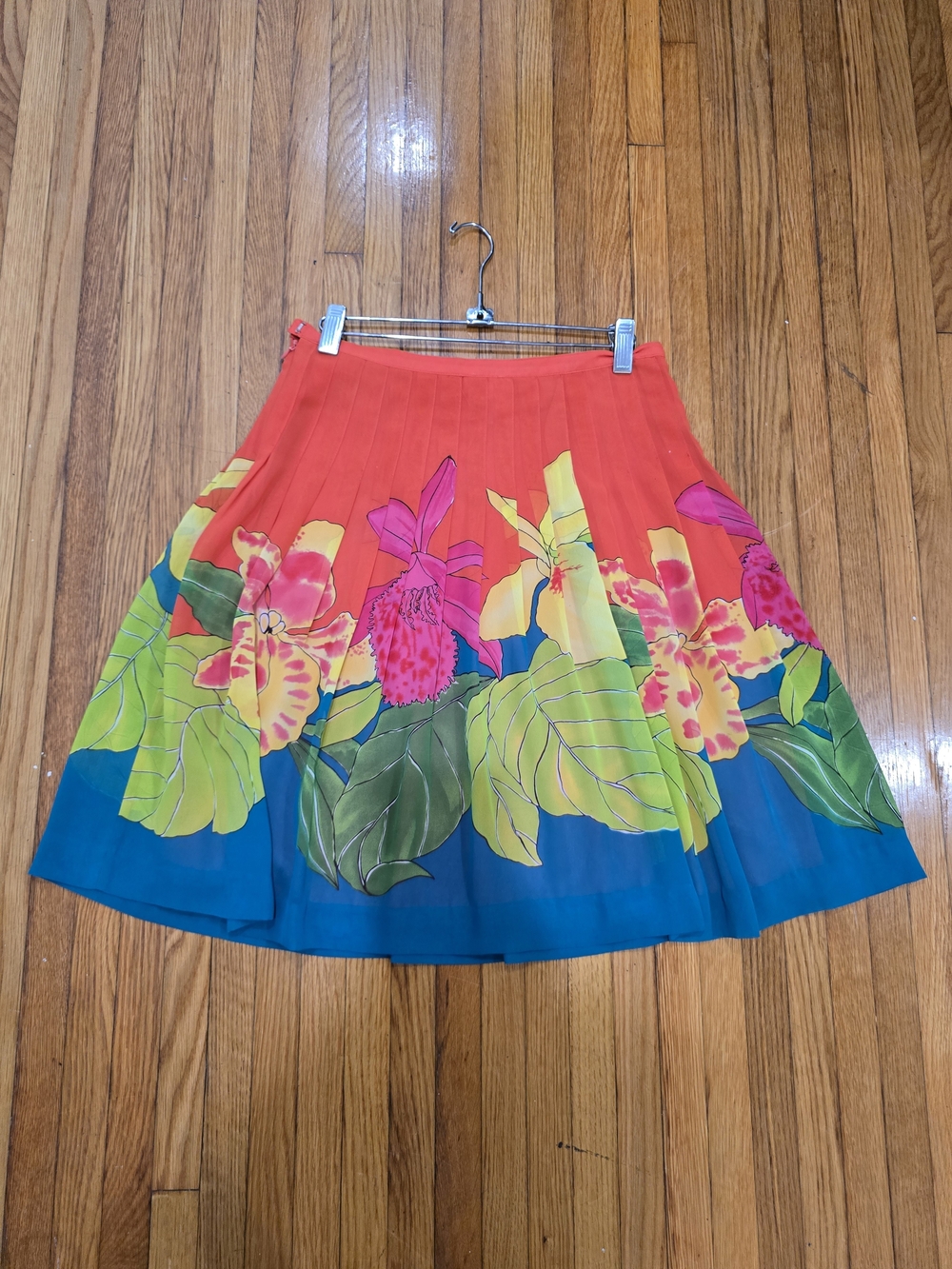 Bandolino Coral, Teal & Pink Floral Midi Skirt